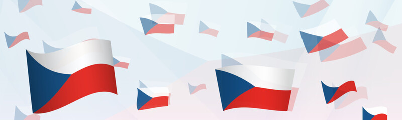 Czech Republic flag-themed abstract design on a banner. Abstract background design with National flags. - obrazy, fototapety, plakaty
