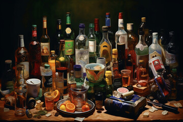 Alcohol addiction Generative AI - obrazy, fototapety, plakaty