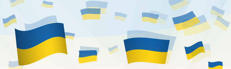 Ukraine flag-themed abstract design on a banner. Abstract background design with National flags.