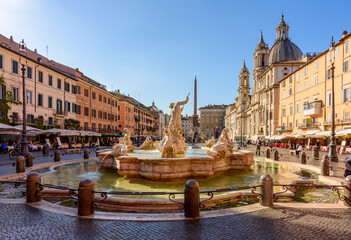 Fototapeta premium Neptune fountain on Navona square in Rome, Italy