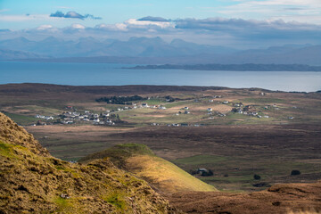 Beautiful panorama view of Quiraing, Scotland, Isle of Skye