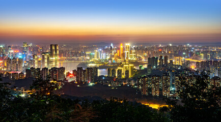 Fototapeta na wymiar Bird's-eye view of Chongqing night scene