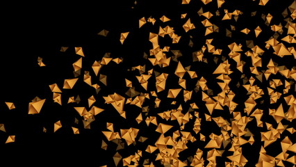 Golden 3d pyramids abstract tech geometric background