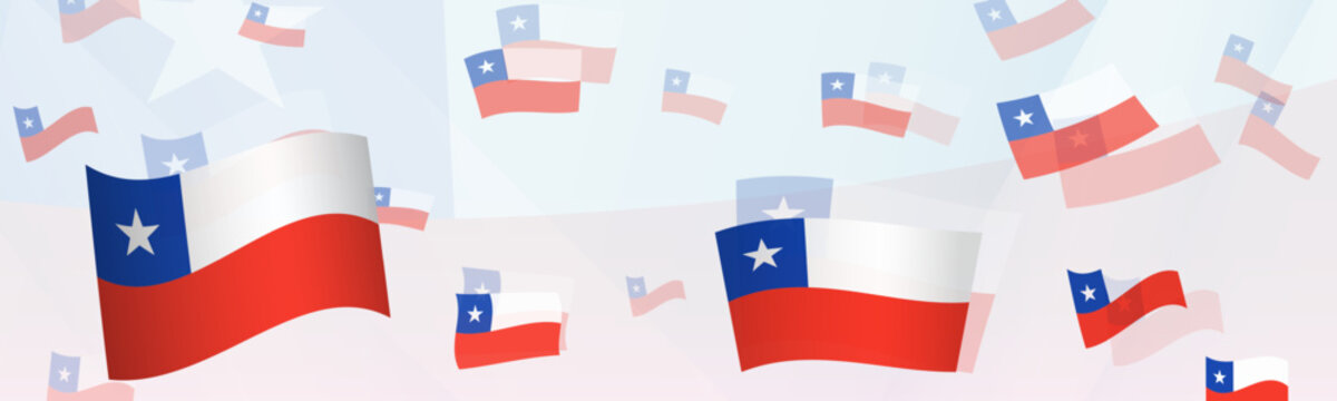 Chile flag-themed abstract design on a banner. Abstract background design with National flags.
