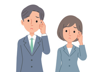 困り顔なビジネスパーソン男女