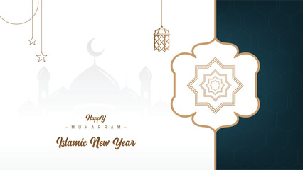 modern trendy islamic wallpaper poster banner template design muharram islamic new year celebration