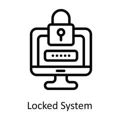 Locked System  Vector  outline Icon Design illustration. Cyber security  Symbol on White background EPS 10 File