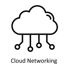 Cloud Networking  Vector  outline Icon Design illustration. Cyber security  Symbol on White background EPS 10 File