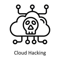 Cloud Hacking Vector  outline Icon Design illustration. Cyber security  Symbol on White background EPS 10 File