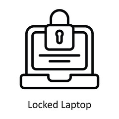 Locked Laptop Vector  outline Icon Design illustration. Cyber security  Symbol on White background EPS 10 File