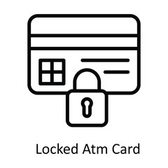 Obraz premium Locked Atm Card Vector outline Icon Design illustration. Cyber security Symbol on White background EPS 10 File