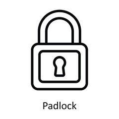 Padlock Vector  outline Icon Design illustration. Cyber security  Symbol on White background EPS 10 File