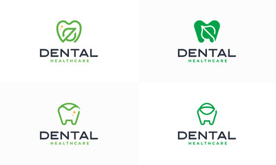 Set of Creative dental clinic logo vector. Dental Healthcare symbol icon with modern design style.