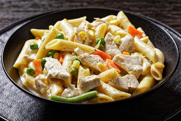 Creamy Chicken and Penne Pasta Casserole in bowl