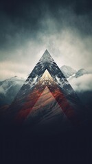 A mountain with a triangle in the middle. Abstract background. Generative AI