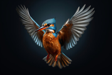 Obraz premium Common Kingfisher (Alcedo atthis) in flight. (AI generated)