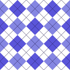 Seamless blue argyle pattern. Traditional diamond check print. Vintage seamless background.