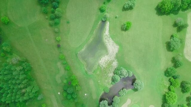 Drone video of a beautiful golf course