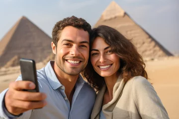 Foto op Canvas AI generated image of couple selfie in Giza Cairo © Kalim
