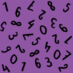 template with the image of keyboard symbols. a set of numbers. Surface template. violet purple background. Square image.