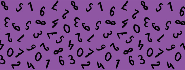 template with the image of keyboard symbols. a set of numbers. Surface template. violet purple background. Horizontal image. Banner for insertion into site.