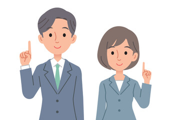指差しで説明をするビジネスパーソン男女