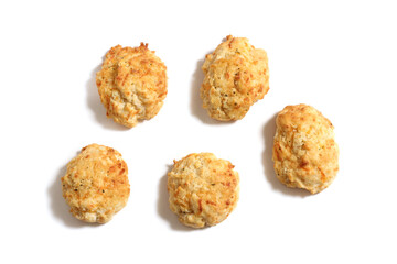 Garlic and Cheddar Biscuits Isolated on White Background