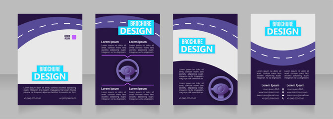 Driver license exam blank brochure design. Template set with copy space for text. Premade corporate reports collection. Editable 4 paper pages. Bebas Neue, Ebrima, Roboto Light fonts used