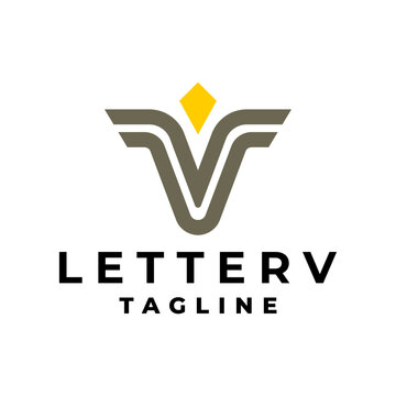 letter V logo with diamond silhouette. modern logotype for any business.
