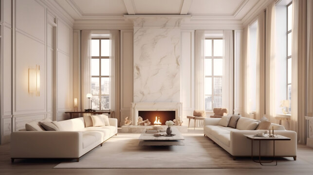 Modern living room in neoclassical style