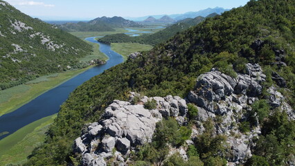 Obraz premium Skadar lake river bends, Montenegro