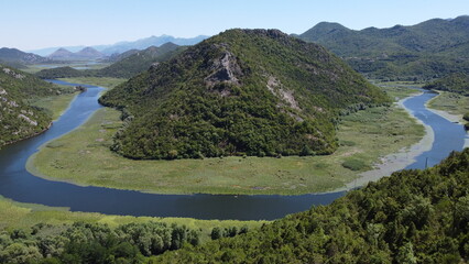 Fototapeta na wymiar Skadar lake river bends, Montenegro