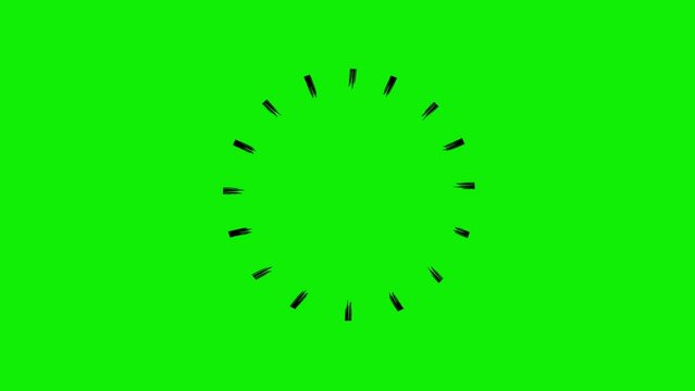 Animated hand drawn black symbol of rays. Looped video. Flat vector illustration isolated on green background.