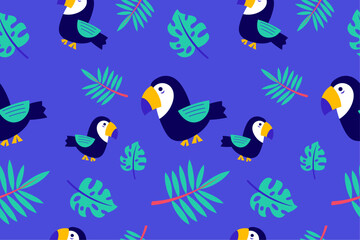 Colourful tropics Summer Seamless Pattern. Hand drawn doodle beauty beach summertime kids background wallpaper for fashion graphic print, textile, apparel, wrapping paper vector