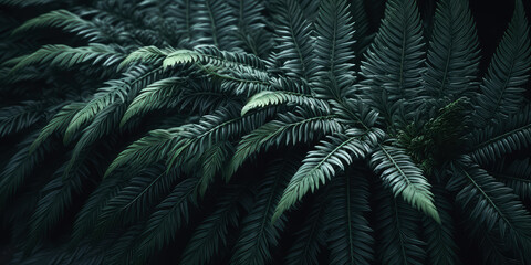 Fototapeta na wymiar Closeup of branches evergreen trees leaf. Macro Shoot. Dark green branches.Nature forest background. wallpaper. leaf texture.Generative ai