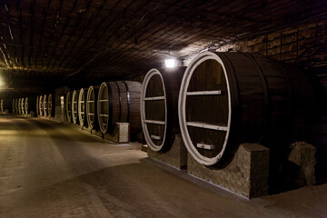 Old large barrels of wine
