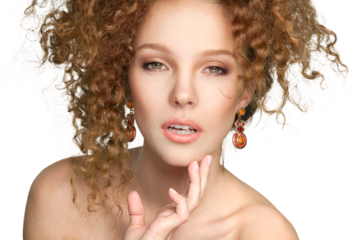 Young beauty sexy fashion girl with curly hair