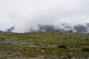 Mountain landscape at the highest point in Portugal in Serra da Estrela Natural Park

