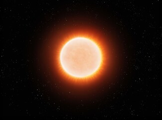 Dwarf star on a black background. Red dwarf with low surface temperature.