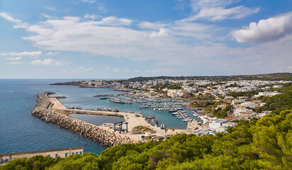 view of the port of Santa Maria di Leuca at sunset, Puglia, Italy