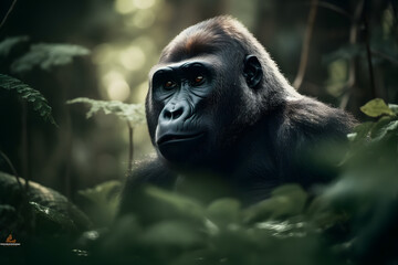 Obraz premium Gorillas: Guardians of the Tropical Forests. Generative AI