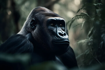 Fototapeta na wymiar Gorillas: Guardians of the Tropical Forests. Generative AI