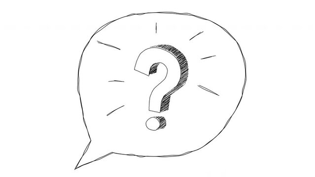 Hand drawn doodle question mark. Concept of confusion and question or solution. Isolated white background. Alpha channel