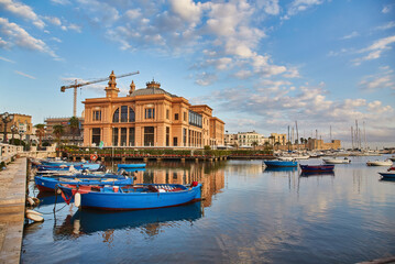 Bari - The panorama of harbor and Teatro Margherita