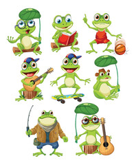 Green Frog Cartoon Characters Collection