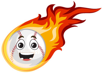 Baseball Cartoon Character with Fire