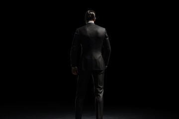 Fototapeta na wymiar Business professional. Handsome businessman in stylish modern suit on black background