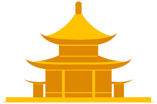 Golden temple pavilion icon on transparent background - Asian, Japanese, Chinese