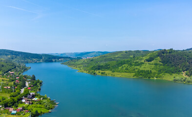 Fototapeta na wymiar Aerial view of Bezid lake - Romania