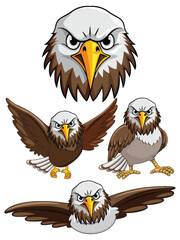 Set of eagle cartoon character